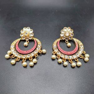 2 inch Round Bollywood Boho Dangle Earrings Goldtone